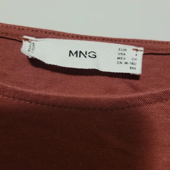 Mango Rust Ruffle Front Long Sleeve Mini Dress XS - Picture 3 of 4